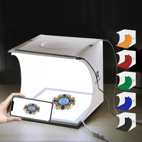 Boîte à lumière photo LED portable, avec 6 rétroéclairages intégrés et câble USB