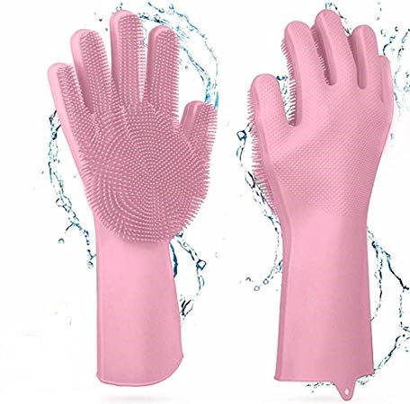 Gants magiques réutilisables en silicone avec brosse de nettoyage