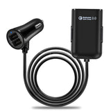 Chargeur de voiture USB 1,8 m 8A Max 4 ports avec concentrateur USB extensible pour le chargement des sièges avant et arrière (noir)