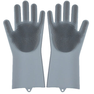 Gants magiques réutilisables en silicone avec brosse de nettoyage