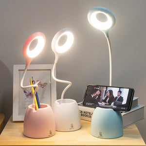 Lampe LED porte-stylo et téléphone pour bureau