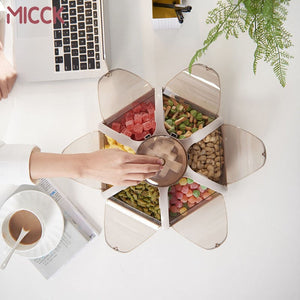 Boîte de rangement rotative pour fruits secs, chocolat, bonbons aux fleurs