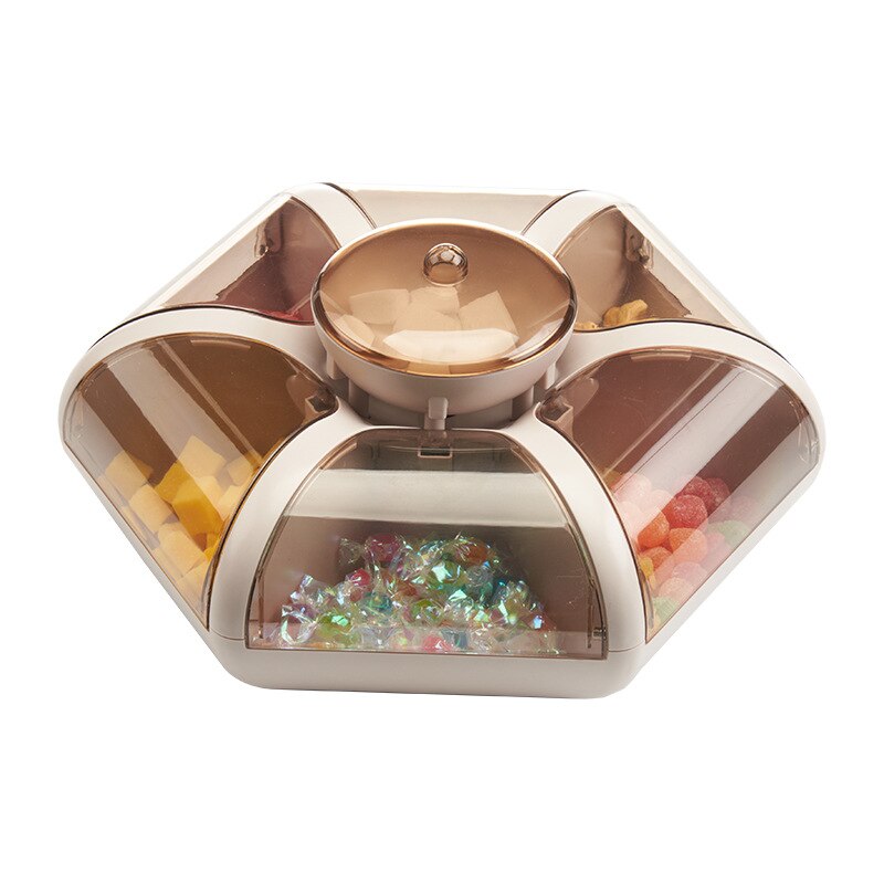 Boîte de rangement rotative pour fruits secs, chocolat, bonbons aux fleurs