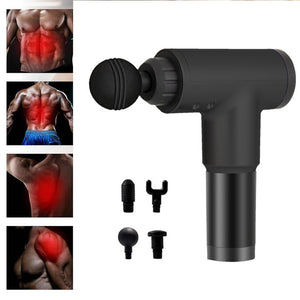 Masseur pistolet de massage de muscle électrique rechargeable portable sans fil avec 4 têtes remplaçables 6 vitesses NOIR