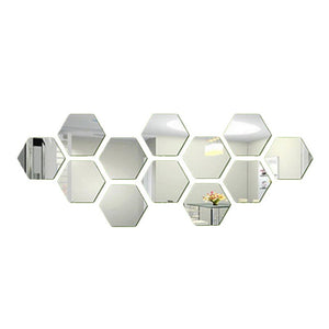 Miroir décoratif argenté hexagona  24pcs