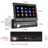 1 Din Android 10 Car Radio Autoradio 7" Retractable Touch Screen GPS Wifi BT FM RDS AUX Stereo Auto Radio